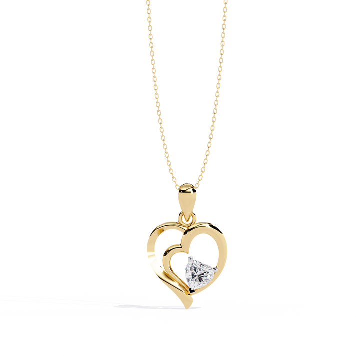 lab grown diamond | moissanite Jewellery Cubic Heart Lab Grown Diamond OR Moissanite Pendant Yellow Gold 18K by Rabbito Jewels