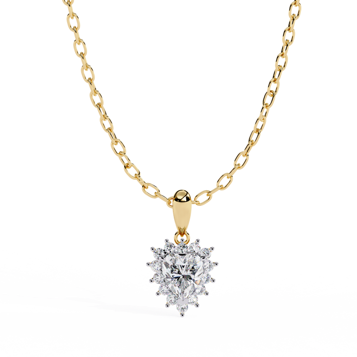 Shine Love Halo Pendant Yellow Gold 18K lab grown diamond and moissanite diamond by Rabbito Jewels