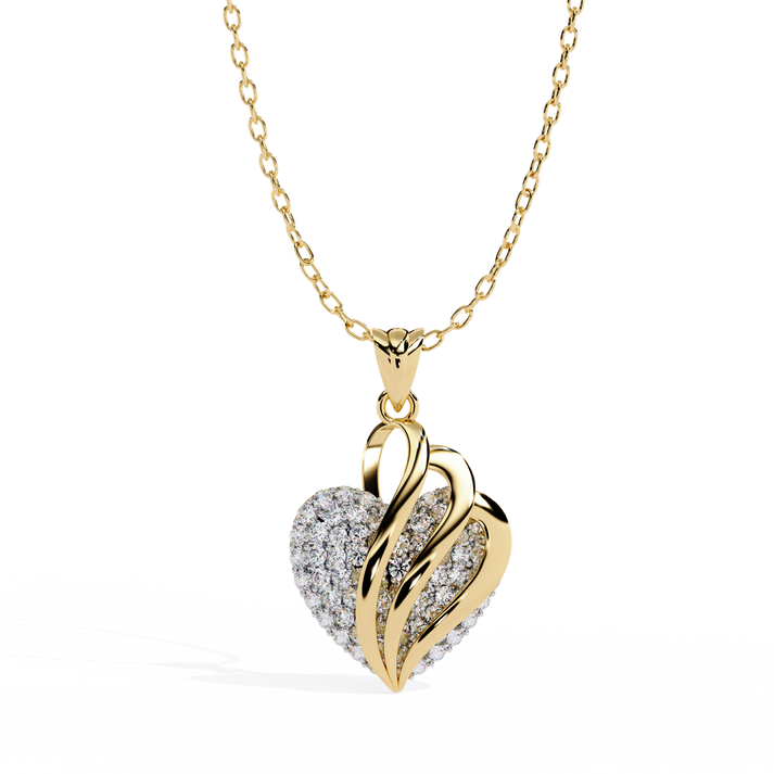 lab grown diamond | moissanite Jewellery Cover Heart Lab Grown Diamond OR Moissanite Pendant Yellow Gold 18K by Rabbito Jewels