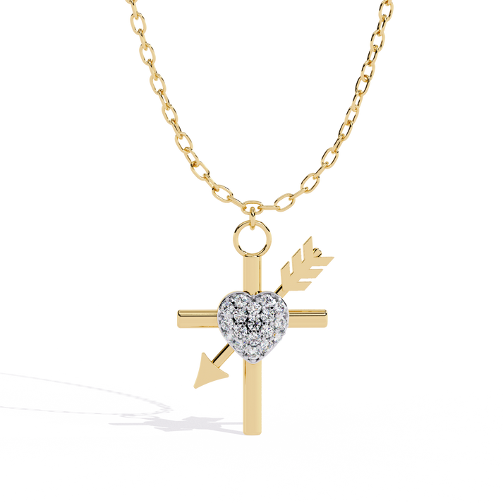 lab grown diamond | moissanite Jewellery Cupid Arrow Lab Grown Diamond OR Moissanite Pendant Yellow Gold 18K by Rabbito Jewels