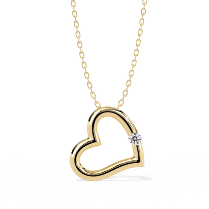 lab grown diamond | moissanite Jewellery Moon Heart Lab Grown Diamond OR Moissanite Pendant Yellow Gold 14K by Rabbito Jewels