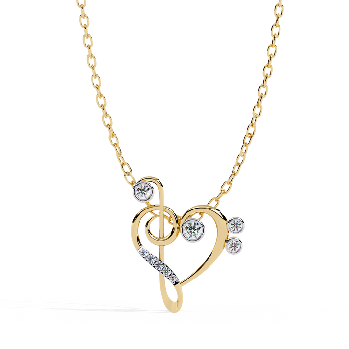 lab grown diamond | moissanite Jewellery Wavy Music Lab Grown Diamond OR Moissanite Pendant Yellow Gold 14K by Rabbito Jewels
