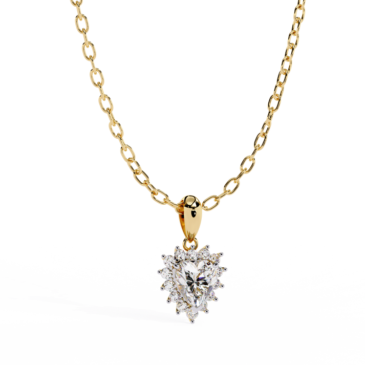 Shine Love Halo Pendant lab grown diamond and moissanite diamond by Rabbito Jewels