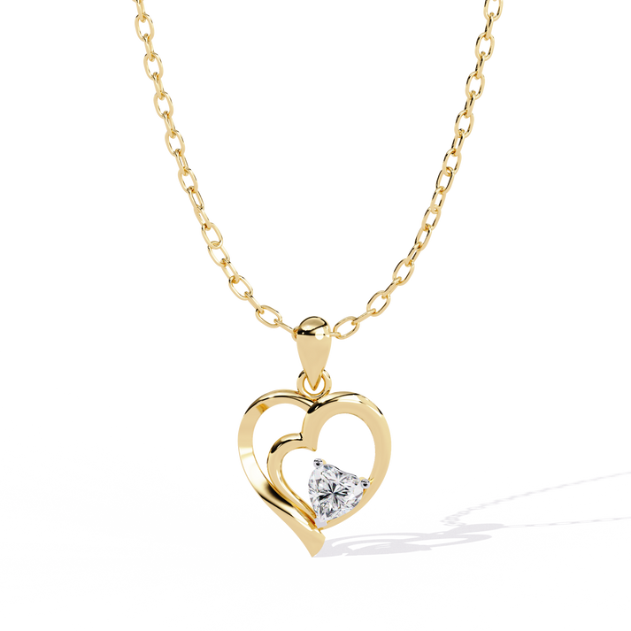 lab grown diamond | moissanite Jewellery Stunning Heart Love Lab Grown Diamond OR Moissanite Pendant Yellow Gold 14K by Rabbito Jewels