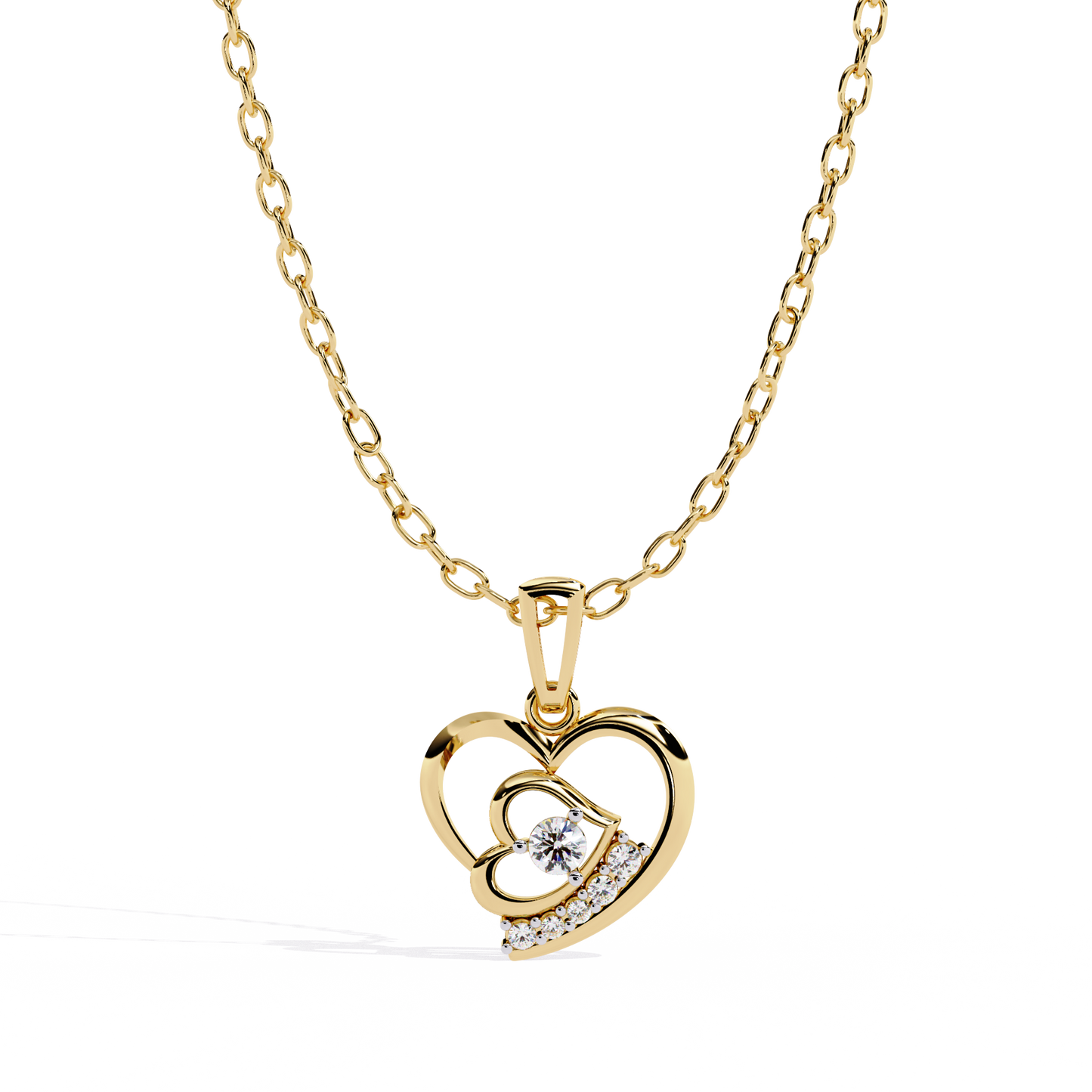 lab grown diamond | moissanite Jewellery Lover Heart Lab Grown Diamond OR Moissanite Pendant Yellow Gold 14K by Rabbito Jewels