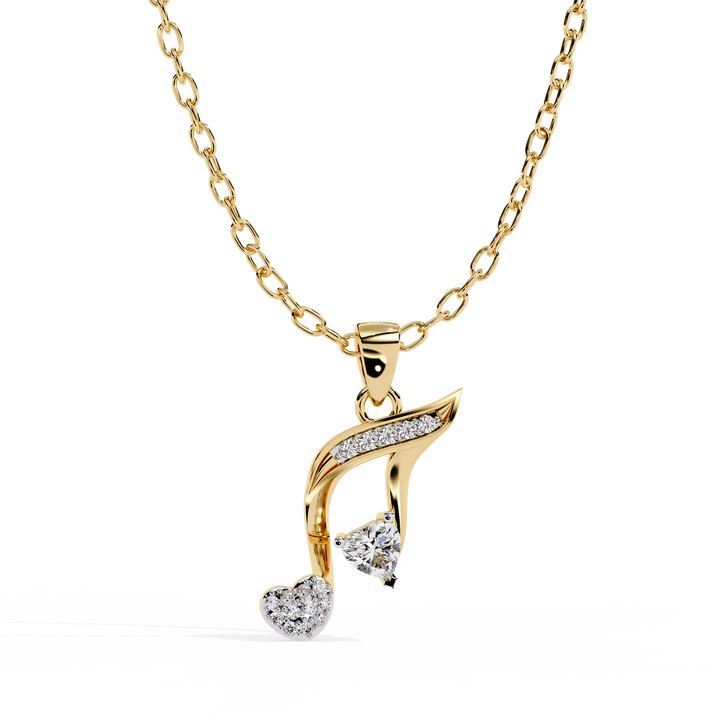 lab grown diamond | moissanite Jewellery Music Star Lab Grown Diamond OR Moissanite Pendant Yellow Gold 14K by Rabbito Jewels